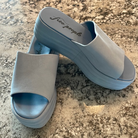 Free People Harbor Platform Sandal Indigo Blue EU 38 US 8 - Picture 4 of 9